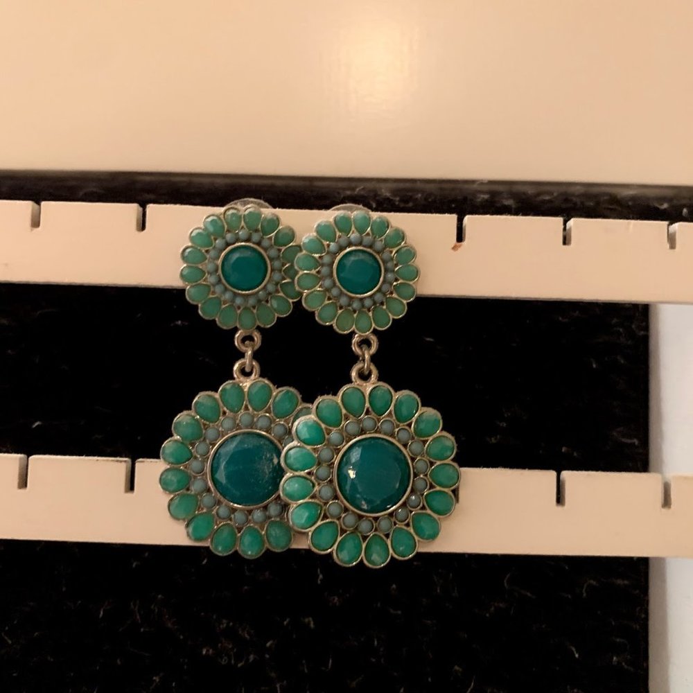 Turquoise Floral Statement Earrings